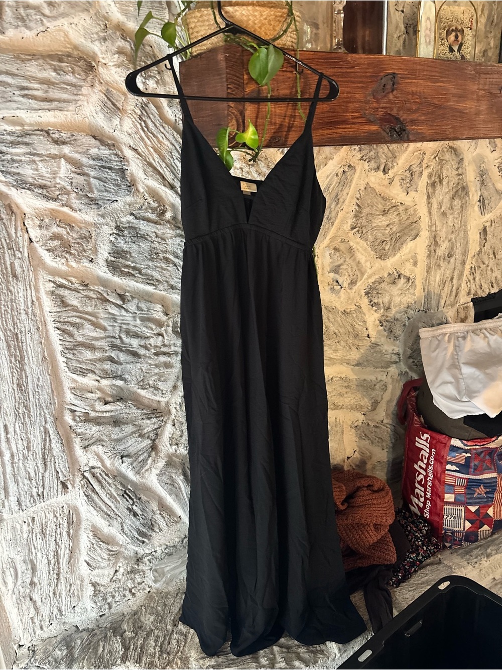 a new day Black Spaghetti-Strap V-Neck Maxi Dress